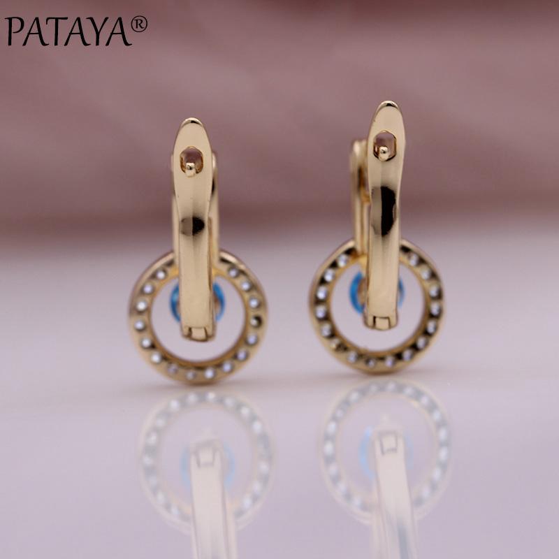 PATAYA Медные женские круглые серьги с искусственным цирконом