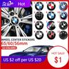 LMHKH1 4PCS 56MM 60MM 65MM Car Hub Cap Sticker Wheel Center Cover Decal Decoration Auto Modification Accessorie For BMW M Emblem Badge