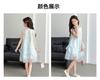 Girls' summer chiffon children's summer sleeveless vest dress, blue embroidered bow mesh princess dress