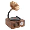 Portable Bluetooth Speaker Wood Grain Vintage Rotatable Record Player Shape Stereo Speaker
