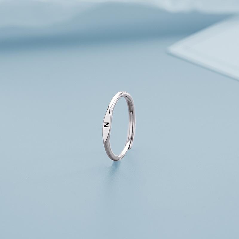 Минималистское кольцо с инициалами AZ 26, кольца с буквами для женщин, корейское простое регулируемое кольцо из серебра 925 пробы, подарок на день рождения