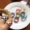 Candy Color Checkerboard Lattice Plaid Resin Korean Style Open Rings Finger Rings Acetate Ring