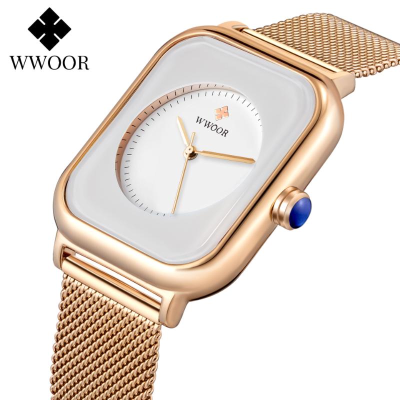 WWOOR New Fashion Classic Ladies Watch Elegant Light Luxury Square Quartz Waterproof Women's Watch