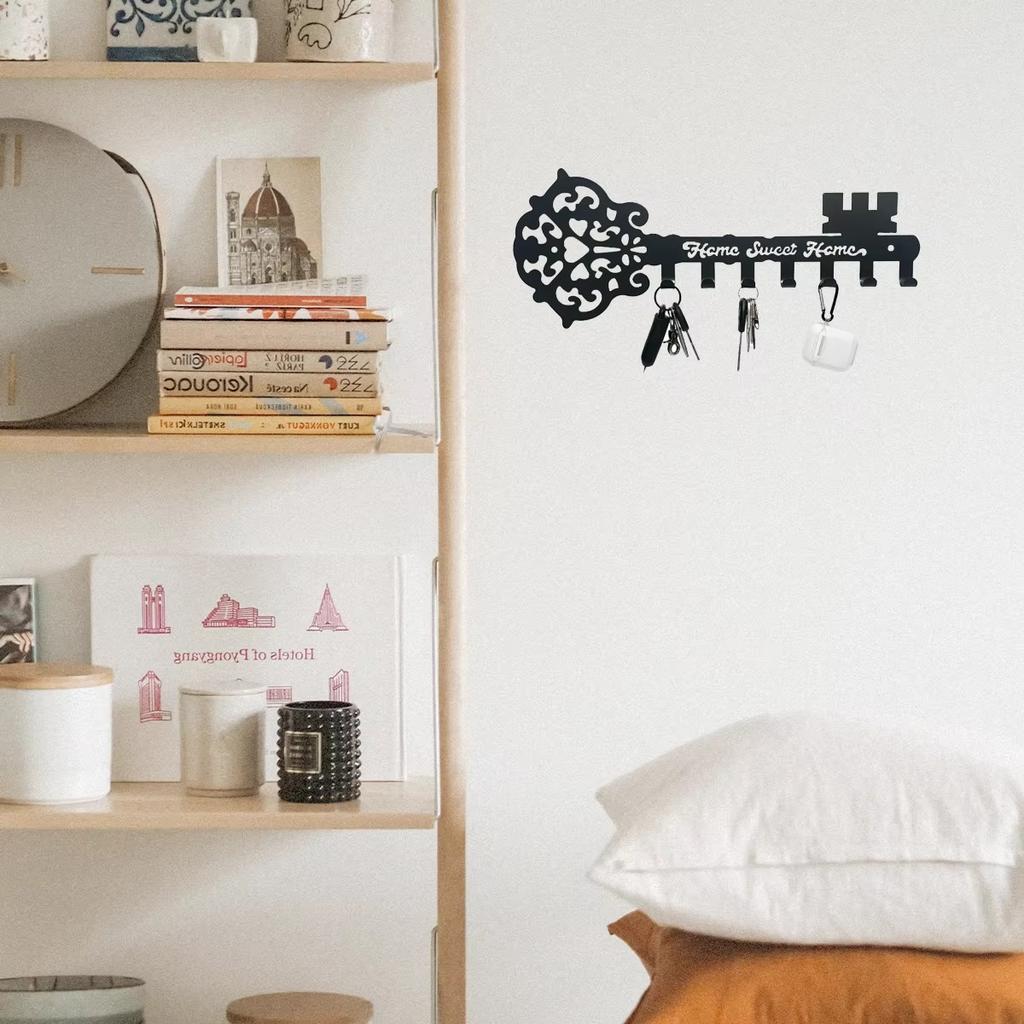 Крючки для ключей Sweet Home - настенная декоративная черная металлическая вешалка, вешалка для одежды Iron Art, крючок-органайзер для стены