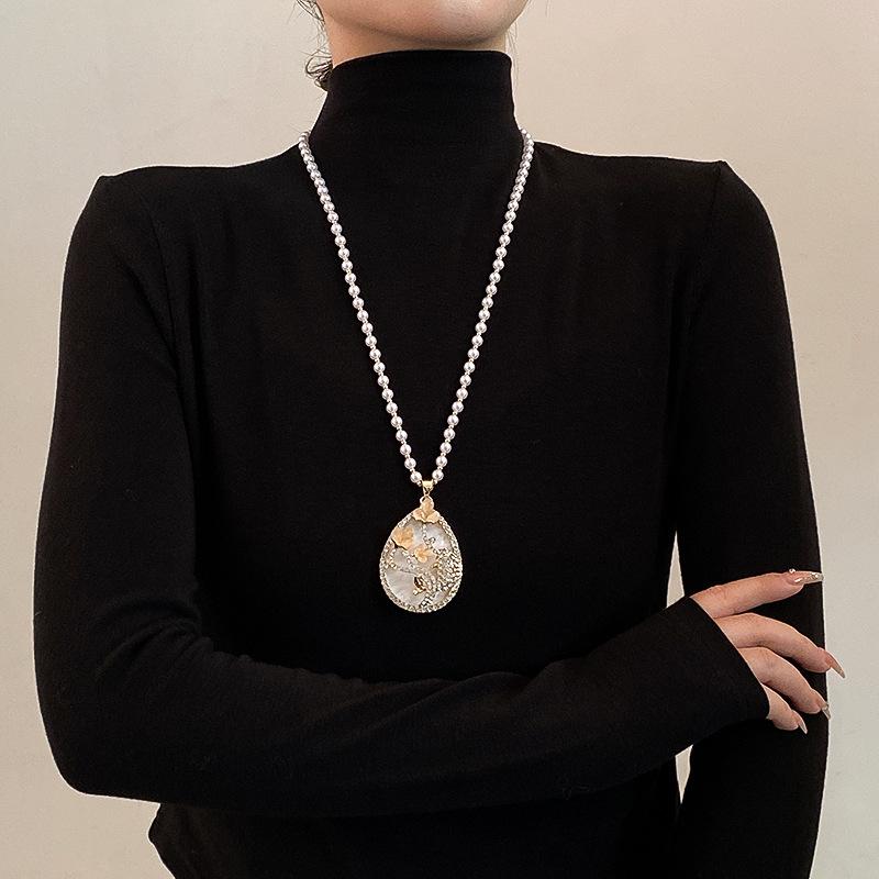 Ожерелье из бисера, длинная винтажная веревка в стиле бохо, ломтик цепи, каменные подвески, богемные этнические женщины