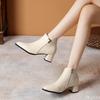 Осенние новые удобные женские ботинки с круглым носком и боковой молнией, модные универсальные женские ботинки на толстом каблуке и высоком каблуке