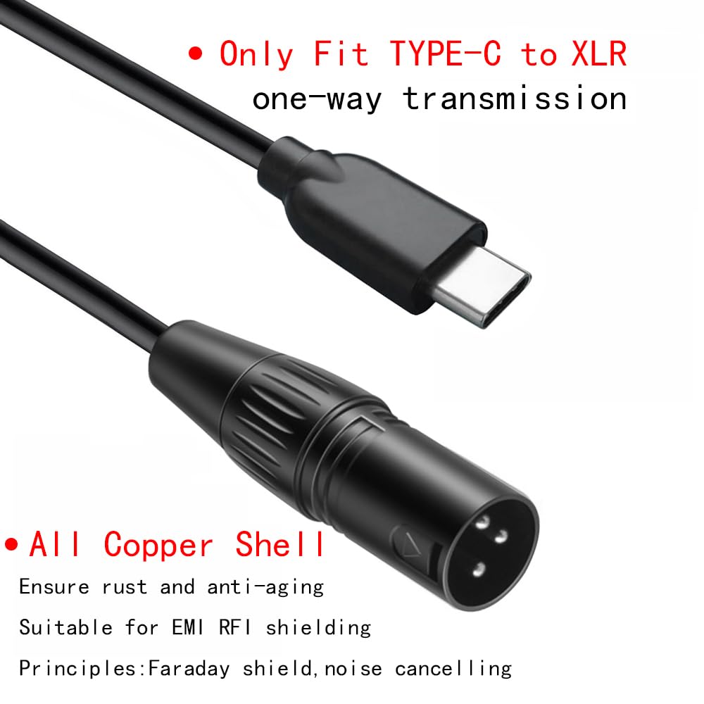 Конвертер Luxferre Type C на XLR, Кабель-переходник USB C на XLR, Кабель USB C на XLR (папа), 1 м, 3-контактный разъем Canon, Удлинительный кабель Type C на XLR,