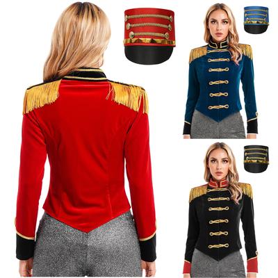 Премиальный женский костюм рингмастера полный комплект со шляпой S-3XL Элегантный жакет с бахромой с длинным рукавом для карнавала косплея