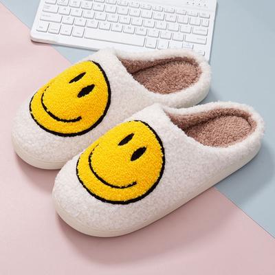 Новые зимние хлопковые тапочки с улыбкой, детские домашние тапочки для пары, теплые комнатные тапочки, зима