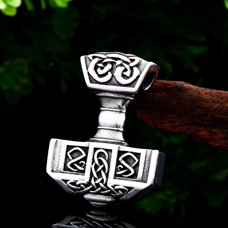BEIER thor's hammer mjolnir pendant necklace viking scandinavian norse viking necklace with stainless steel chain BP8-384
