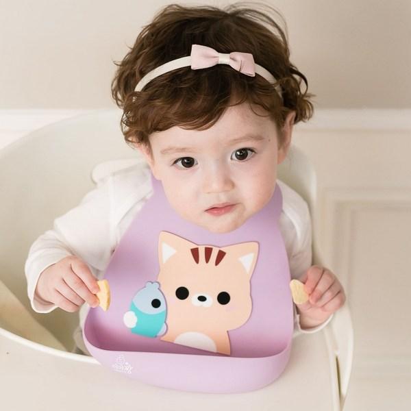 Силиконовый нагрудник Baby-chan, котик, 1 шт., 1 шт.