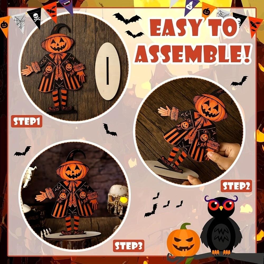 3Pcs Wooden Pumpkin Man Tabletop Decor 2D Flat Pumpkin Scarecrow Party Sign  Farmhouse Setting