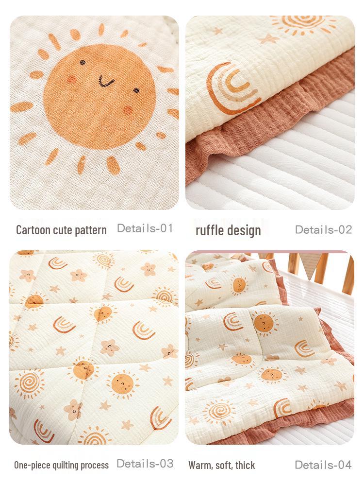 Three-Piece Pure Cotton Baby Bedding Set - Bean Cover Blanket, Cloud Pillow, Ruffled Quilt for Spring/Autumn