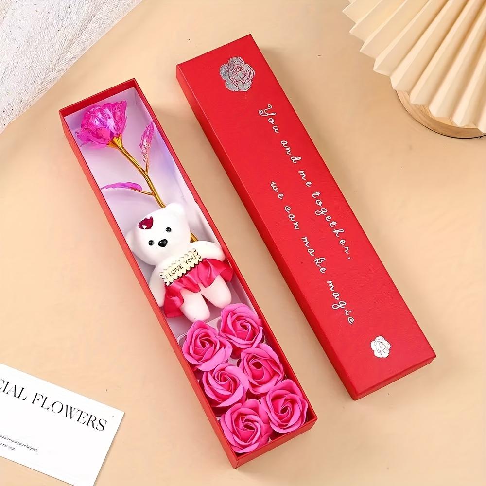 Creative Gift Box with Plush Bear And Artificial Roses - Ideal for Weddings, Birthdays, And Special Occasions, Romantic Gift Box|Playful Design