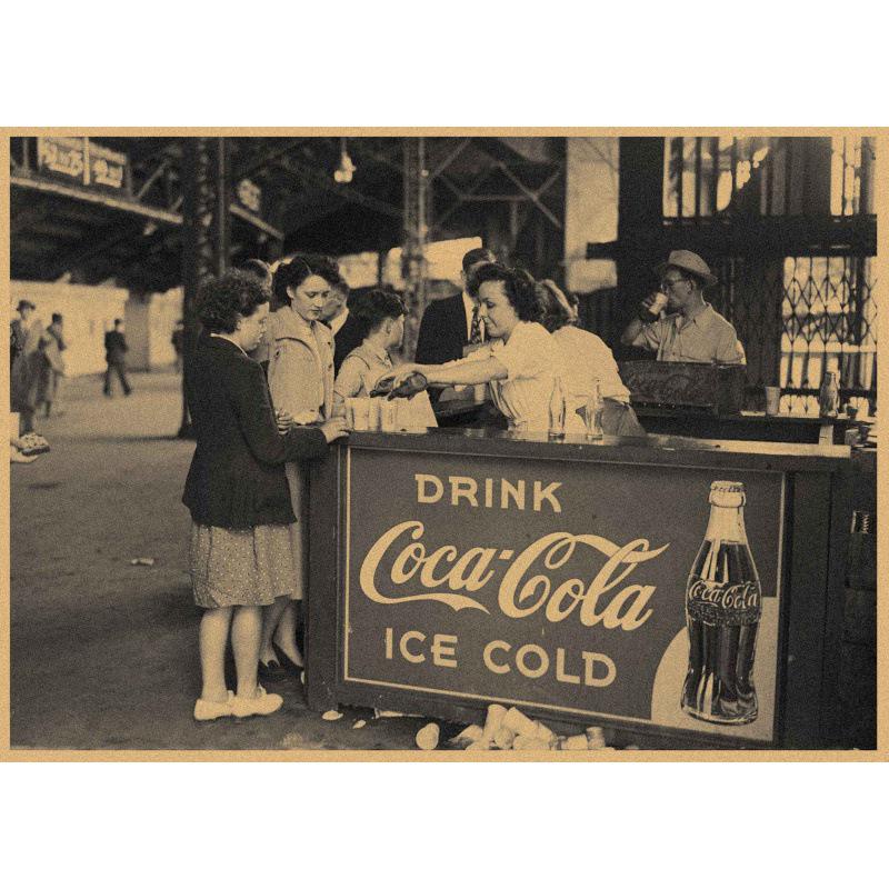Vintage Republic of China Coca-Cola Poster: Retro Kraft Paper Wall Art for Bars, Restaurants, and Coffee Shops