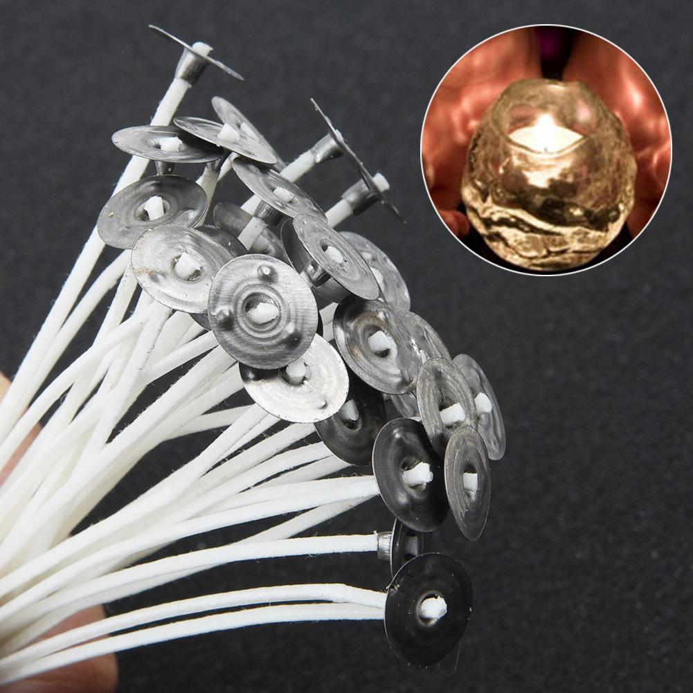 New 4 Inch White Candle Wicks Cotton Core For DIY Candle Making Low Smoke 30pcs