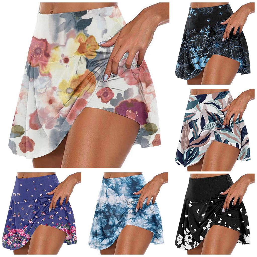 Женские спортивные эластичные плиссированные теннисные юбки для бега, йоги, внутренние шорты, эластичные спортивные шорты для гольфа