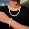 European and American Hip-hop Square Rock Candy Chain Zircon Necklace Trend Men's Necklace Fashion Accessories Hip-hop Bracelet