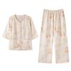 Lyocell pajamas women's spring summer seven-quarter-sleeved nine-point pants middle-aged mother cardigan casual loungewear thin suit
