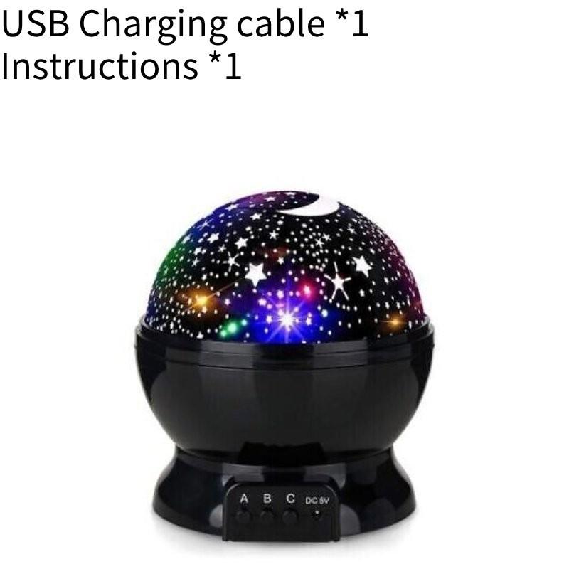 Ночной звездный проектор Звездное небо Луна Лампа Детские спальные огни Вращающийся светодиодный