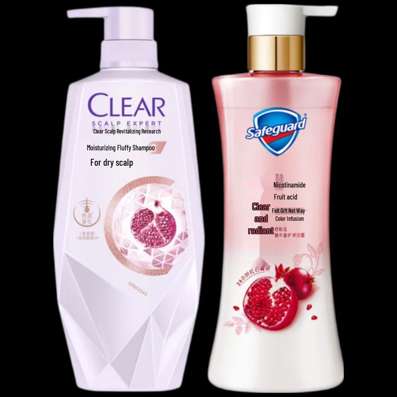 Clear Scalp Care Shampoo & Safeguard Pomegranate Body Wash Set