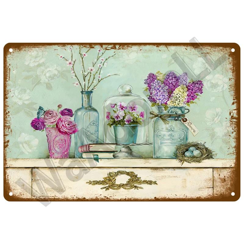 Vintage Metal Tin Sign Retro Cafe Garden Wall Art Home Decor Plaque for Room Farmhouse Painting Gift Perfect for Wall Mural D