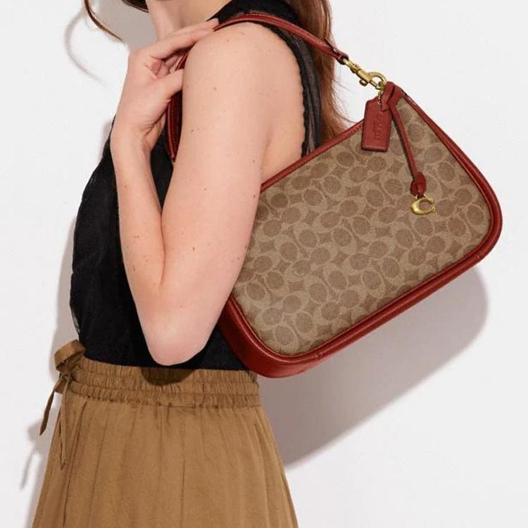 New COACH Cary Coated Canvas With Calfskin Handbag, Shoulder Bag, Crossbody Bag Tubas Women's Brown CC438-B4NQ4