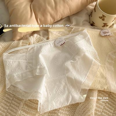 Женские весенне-летние милые сексуальные полые кружевные трусики-слипы из чистого хлопка с завышенной талией