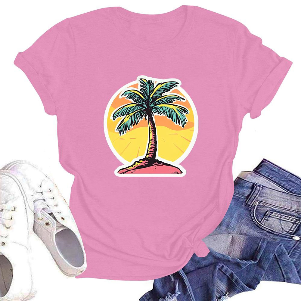 Женская повседневная свободная футболка с принтом, круглый вырез, пуловер, короткий рукав, топ