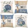 Sea Scallop Print Pillow Cover Summer Letter Starfish Pillow Cover Living Room Bedroom Cushion Cover