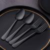 BISDARUN Dinner Spoons and Forks, 4-Piece Set, Serves 2, 18-0 Stainless Steel, Brushed Satin Finish, Dishwasher Safe, Available in 4 Colors, Blackc