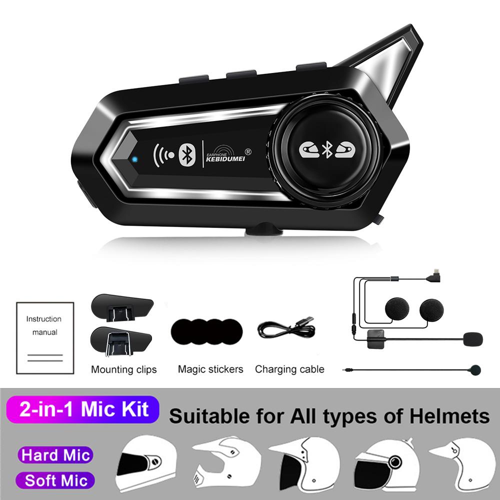 Bluetooth 5.0 мотоциклетный шлем гарнитура 500M переговорное устройство коммуникатор для 2 мотоциклистов водонепроницаемый с аварийным освещением