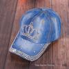 Women's Rhinestone Denim Baseball Cap - Paris Lettering Sun Hat