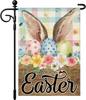 Artscope Happy Easter Bunny Eggs Garden Ag 12x18 Inch Double Sided for Outside, Colorful Buffalo Plaid Garden Ag for Hol