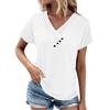 Women's Fashion Casual Summer Spring Solid Color Print Short Sleeve V-Neck Blouses & Shirts EMA