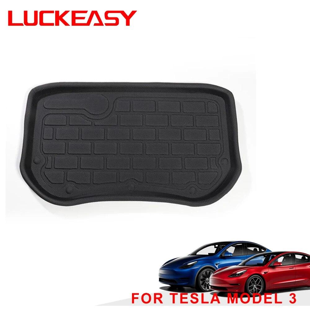 For Tesla Model 3 2017- TPE Custom Lower Trunk Mats All-Weather Waterproof And Wearable Mat Sub-Trunk Carpet (Piano Model)