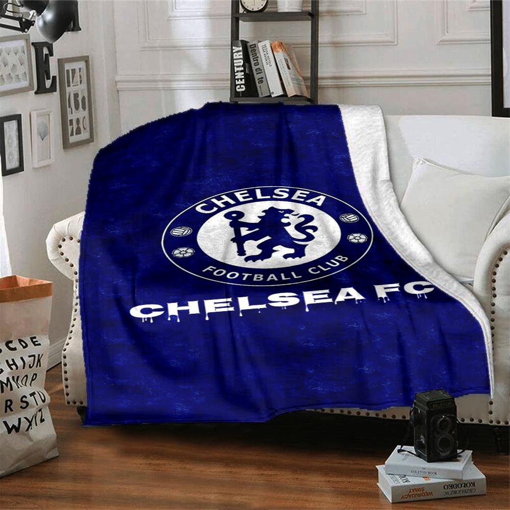 Chelsea Football Club Theme Printed Blanket - Perfect for Couch, Bed, Travel & Outdoor Use | Machine Washable, Cozy & Durable.