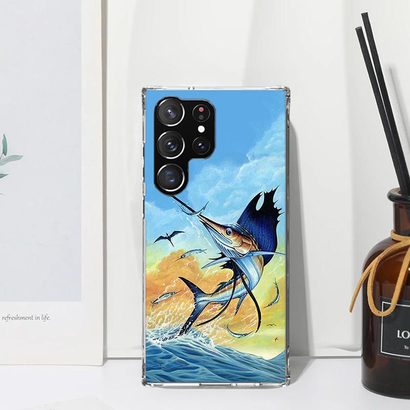 Offshore Angling Fishing Fish Rod Phone Case For Samsung Galaxy S26 S25 Edge S24 FE S23 S22 Ultra S21 Plus S20 + Art Fundas Back