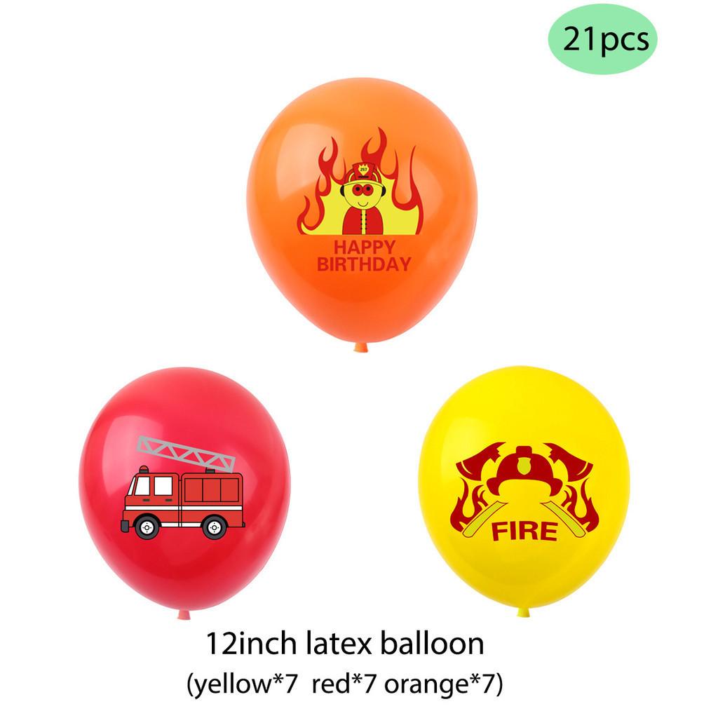 High Quality Fire Department Party Supplies Firefighter Theme Cake Insert Balloon Pull Flag Set