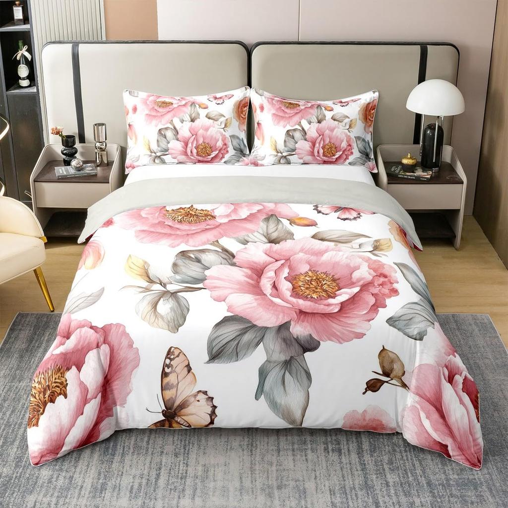 Пододеяльник Квин с цветочным принтом для подростков и взрослыхРетро цветы листья Покрывало для одеялаНабор постельного белья с масляной живописьюСадовая дикая природа Постельный набор