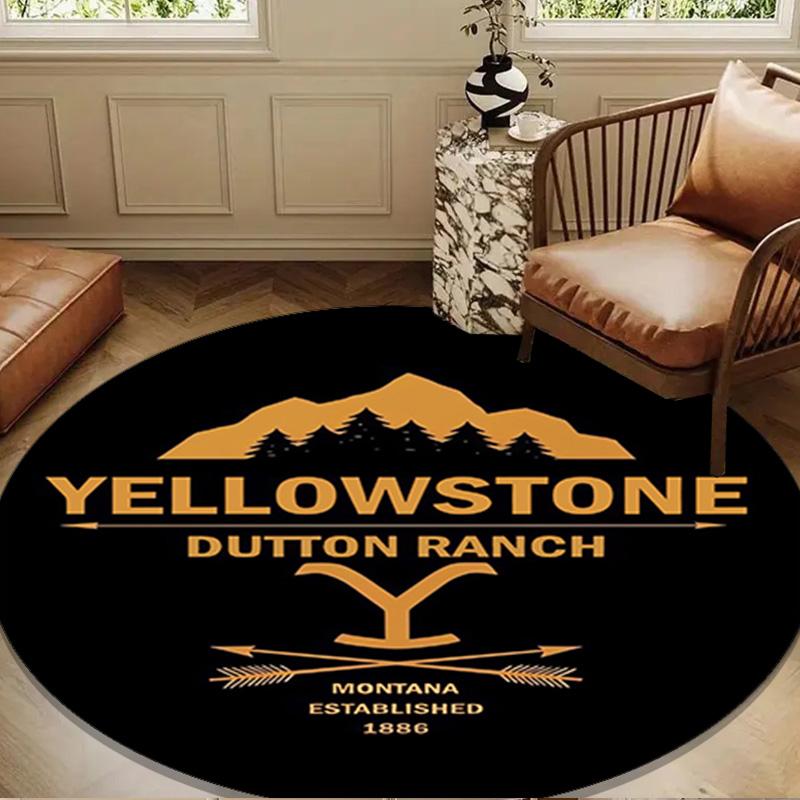 Western Adventure Romance Round Rug for Livingroom,Bedroom, Palyroom, Chair Rug, Area rug, Circle Carpet, Large Size Fan Christmas gift