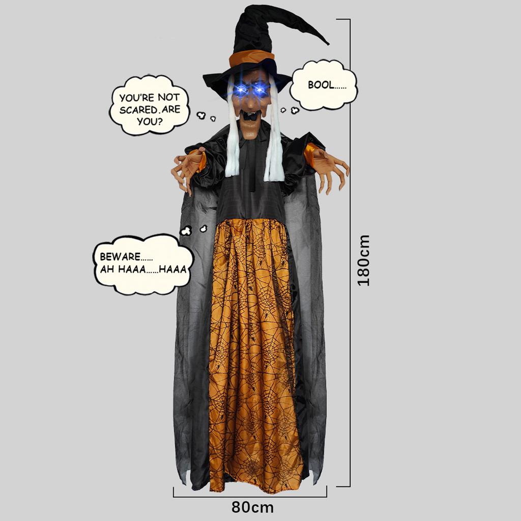 Хэллоуин Электронное Украшение Ведьма, В Натуральную Величину Подвесная Ведьма Хэллоуин Украшение, Страшная Летающая Электронная Ведьма Для Украшения на Хэллоуин