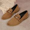 Fashion Flat Shoes Women Quality Metal Slip On Loafer Shoes Ladies Flats Mocassins Feminino Soft with Round Toe Casual 36-43