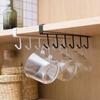 6 Hooks Under Shelf Cup Holder,Wine Glass Holder,Mug Cup Holder Hanger,Mutifunctional Kitchen Utensil Without Drilling Rack