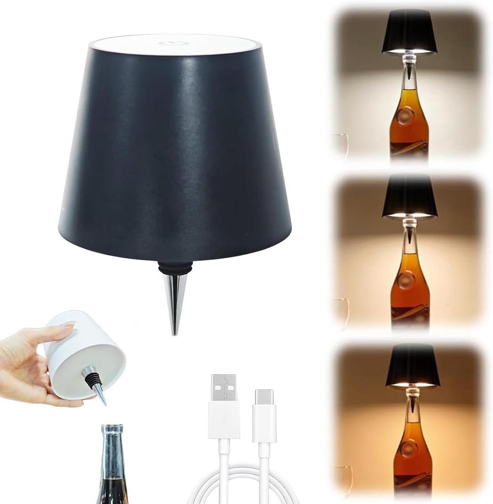 Беспроводной светильник для бутылок, портативный светодиодный беспроводной светильник для бутылок, 3 режима, затемнение, перезаряжаемый, сенсорный светильник для спальни, настольная лампа для подарка на день рождения, Рождество