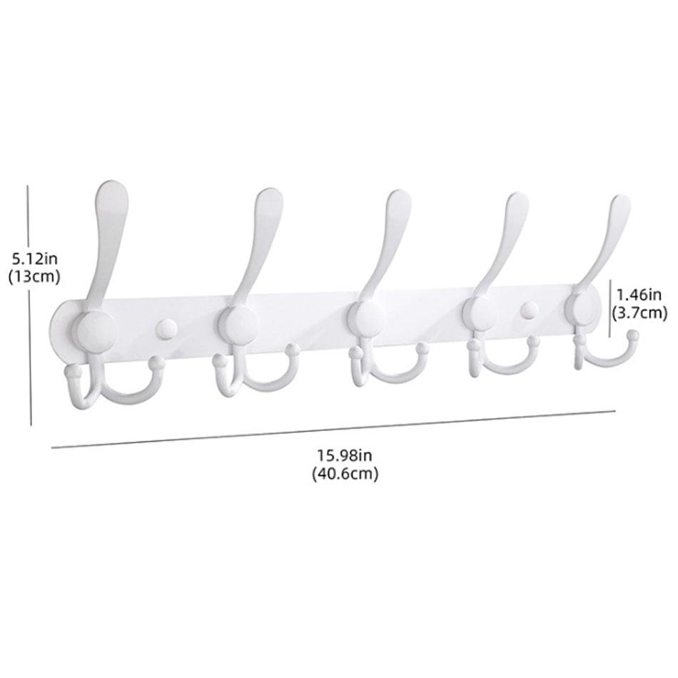 Дверной крючок из нержавеющей стали, белый, черный, настенный, для ванной комнаты, спальни, ключей, шляпы, пальто, одежды, полотенец, вешалка для хранения, 5 рядов крючков