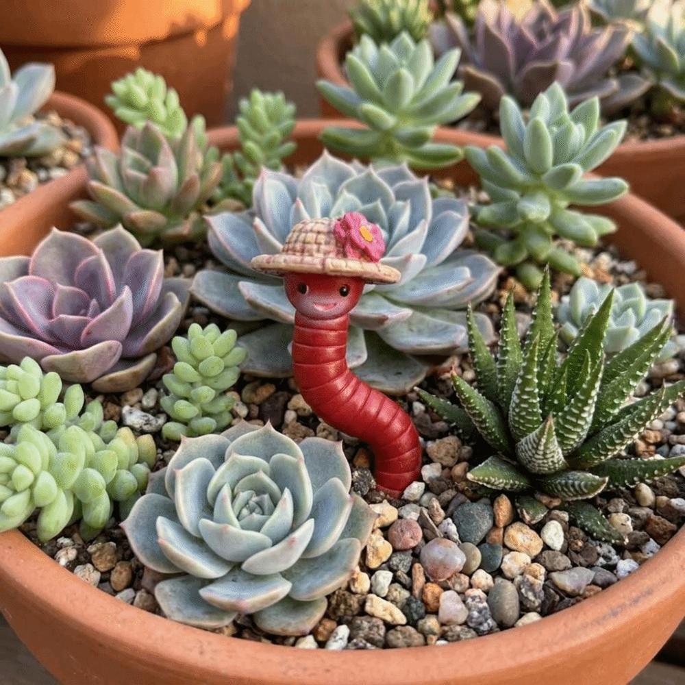 3PCS/SET Realistic Earthworm Flowerpot Decoration Resin Earthworm Ornaments Indoor Plants