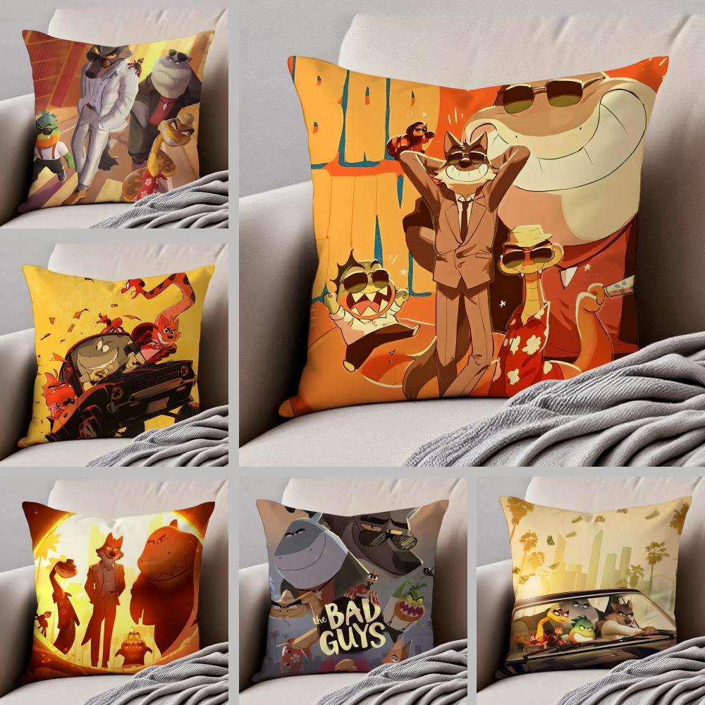 TThe Bad Guys Cushion Cover Throw Pillow Cover Hidden Button Durable Polyester Chair Cushion