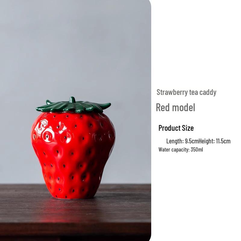 Керамическая банка для чая с клубникой ручной работы: Влагонепроницаемая мини-банка для хранения черного чая