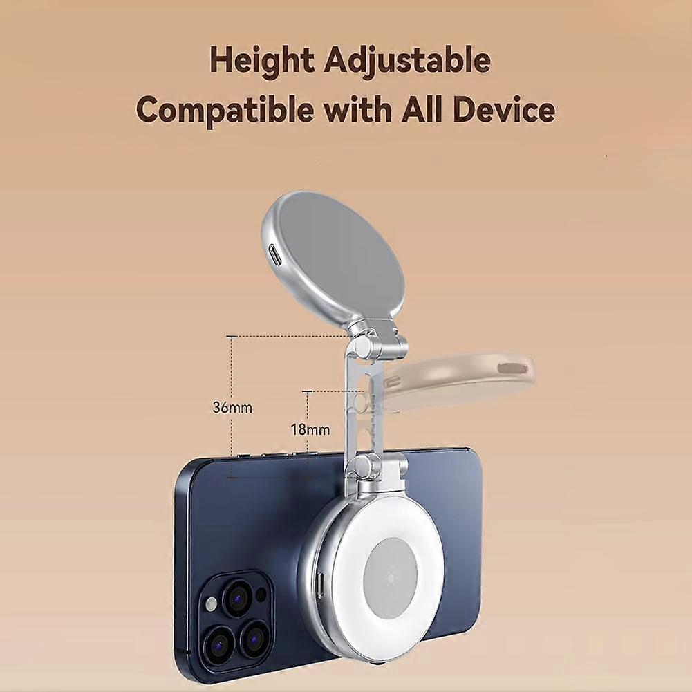Foldable Magnetic Beauty Light for Phones – 3-Color Soft Glow, 360° Adjustab